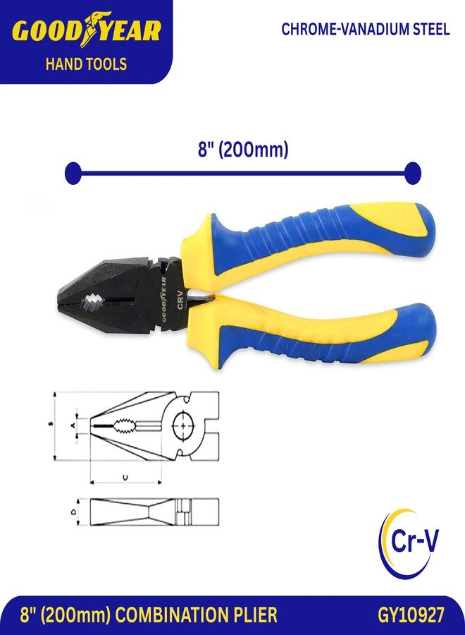 Goodyear Combination Plier, Pliers For Home, Plier Tool, Combination Pliers 8 Inch, 8" Combination Plier, Plas tool, Cutting plier, Heavy duty with double colour grip, Multipurpose hand tool - Image 4